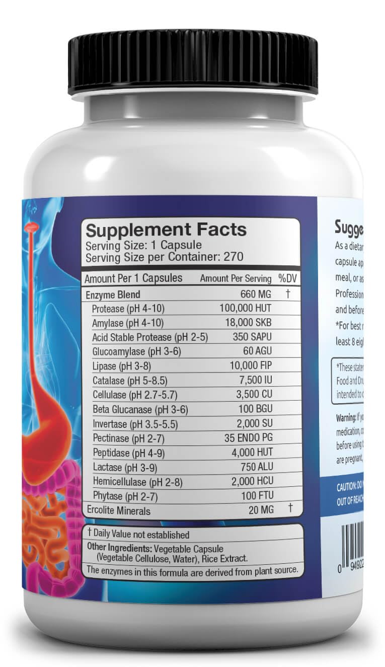 Allegany Nutrition Gluten Free Digestive Enzymes Capsule 270 Count