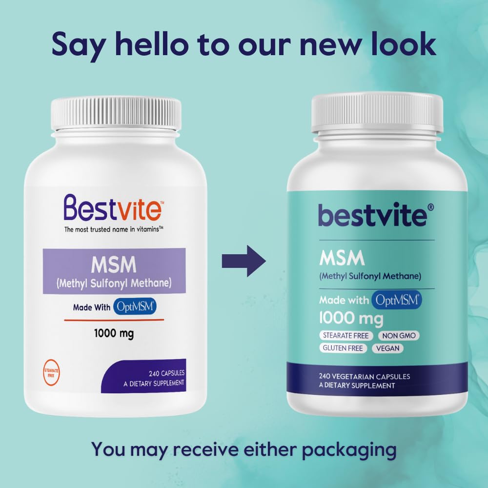 BESTVITE MSM 1000mg Made with OptiMSM Capsules 240