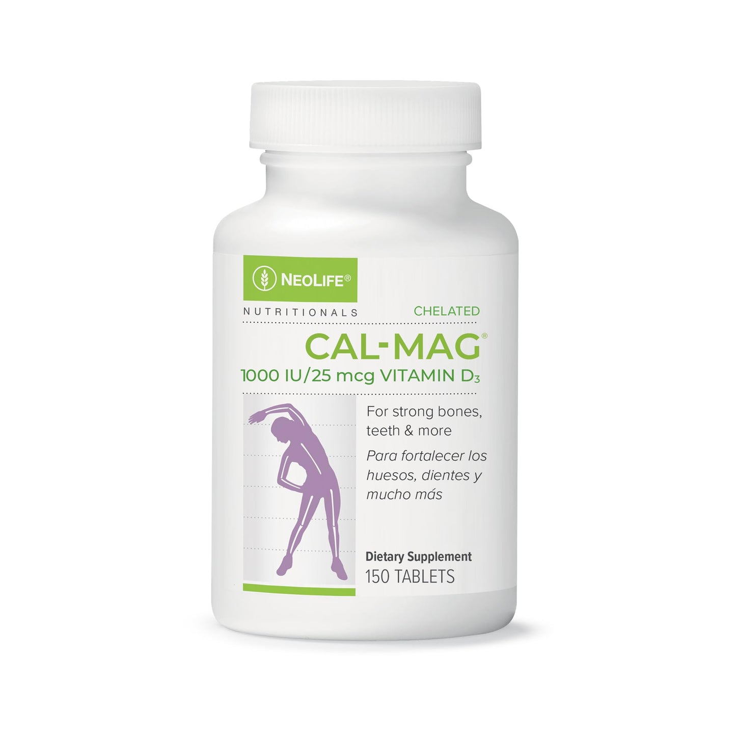 NeoLife Chelated Cal-Mag Tablets with 1000 IU Vitamin D3 - Bone, Heart, and Muscle Function, Vitamin D, Double Amino Acid Chelation for Ideal Absorption, 150 Tablets