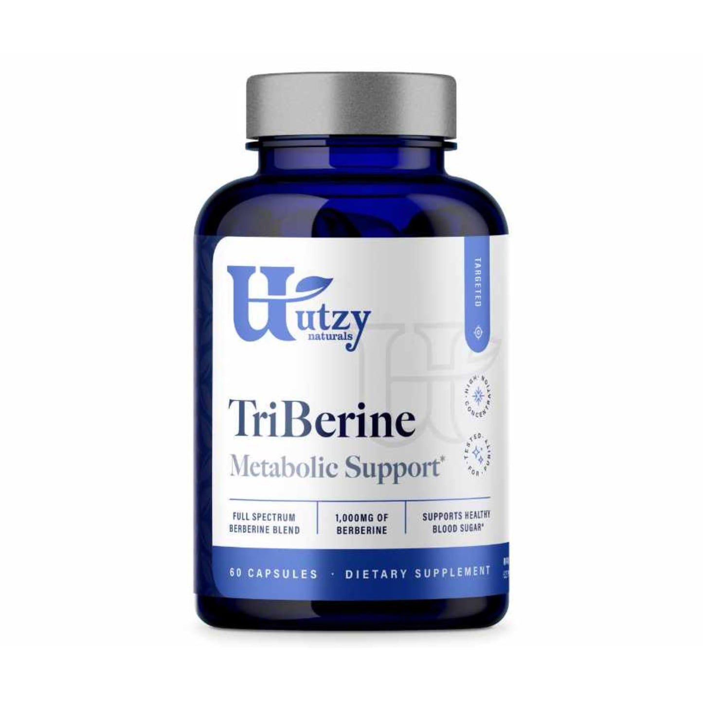 Utzy Naturals Berberine 1,000 mg Triple Source Full Spectrum Blend Indian Barberry + Coptis + Oregon Grape Root, 60 Capsules