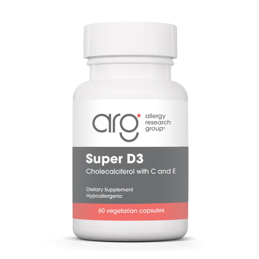 Allergy Research Group Super D3 Dietary Supplement Bone & Immune Support, Cholecalciferol with C & E Capsules, 60 Count