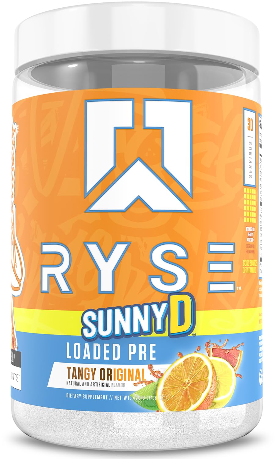 RYSE Up Supplements Loaded Pre Workout Powder SunnyD Tangy Original 15.3 oz
