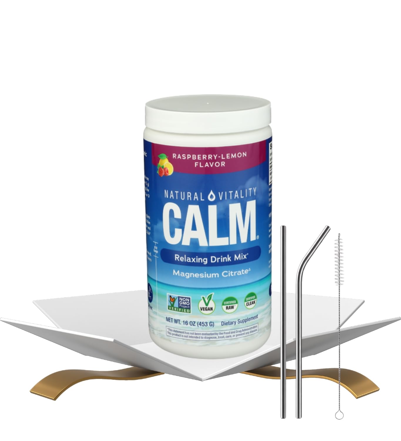 GROVE Natural Vitality Calm Magnesium Powder Raspberry Lemon 16 oz