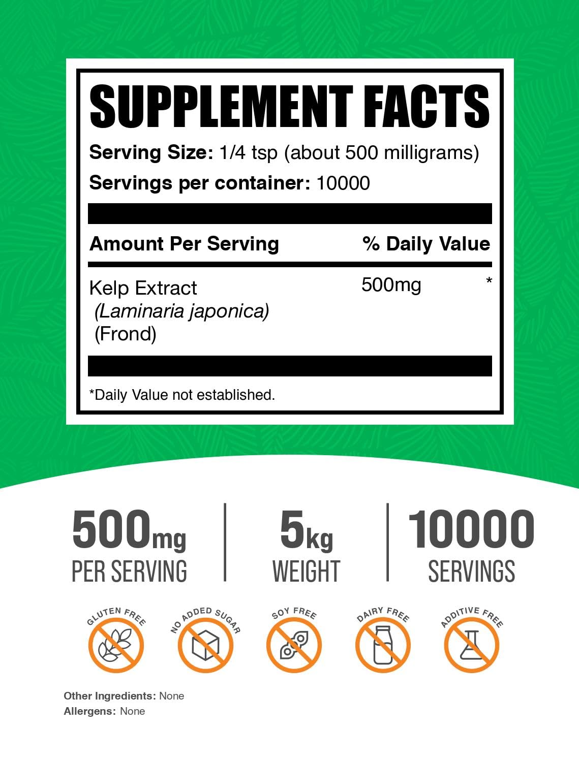 BulkSupplements Kelp Extract Powder, Pack of 5, 35.24 Ounce