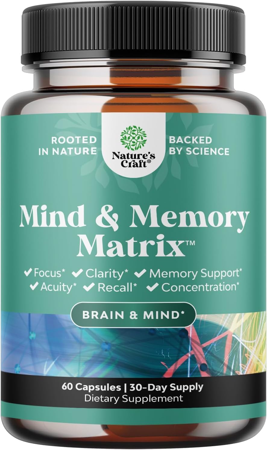 Natures Craft Advanced Brain Supplement for Memory and Focus 60 Capsules