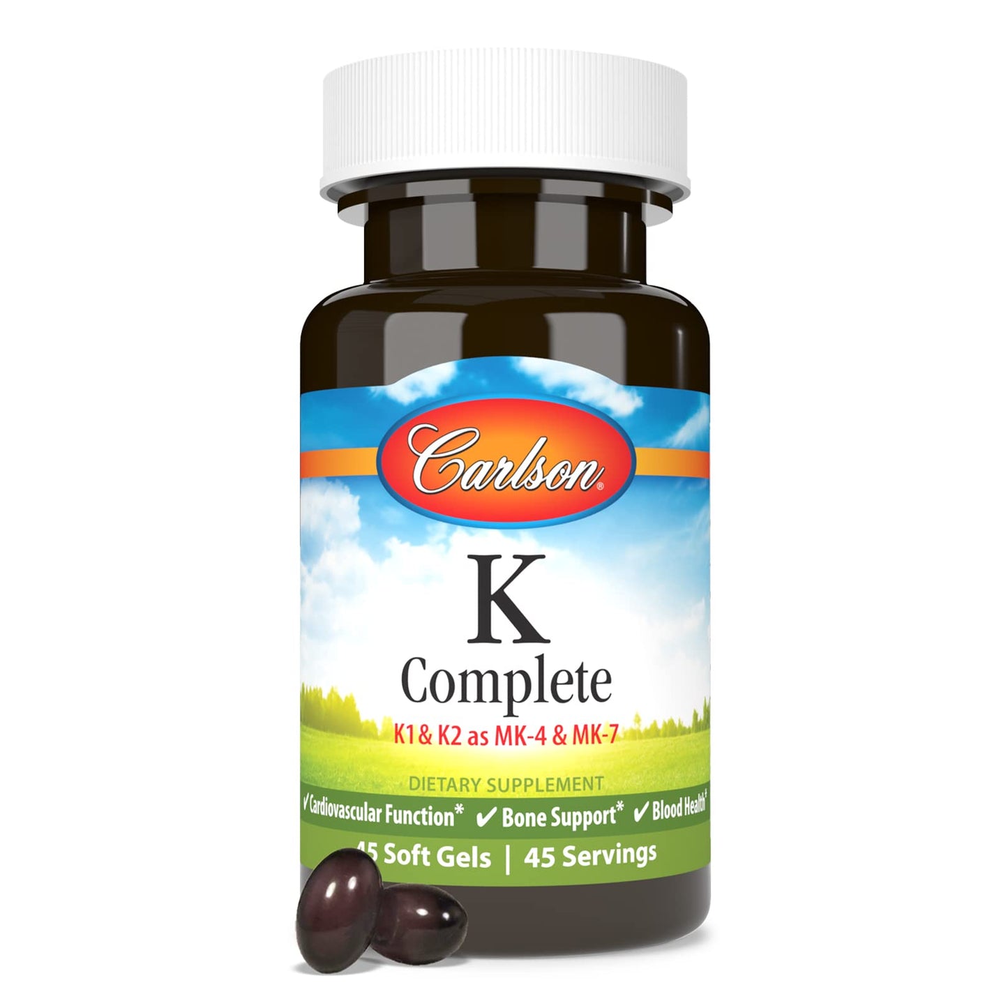 Carlson K Complete Vitamin K-1, K2 as MK-4 Softgels, 45 Count
