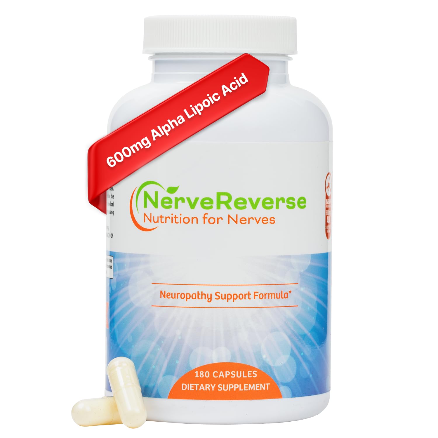 NerveReverse Nutrition for Nerves Neuropathy Support Formula 180 Capsules