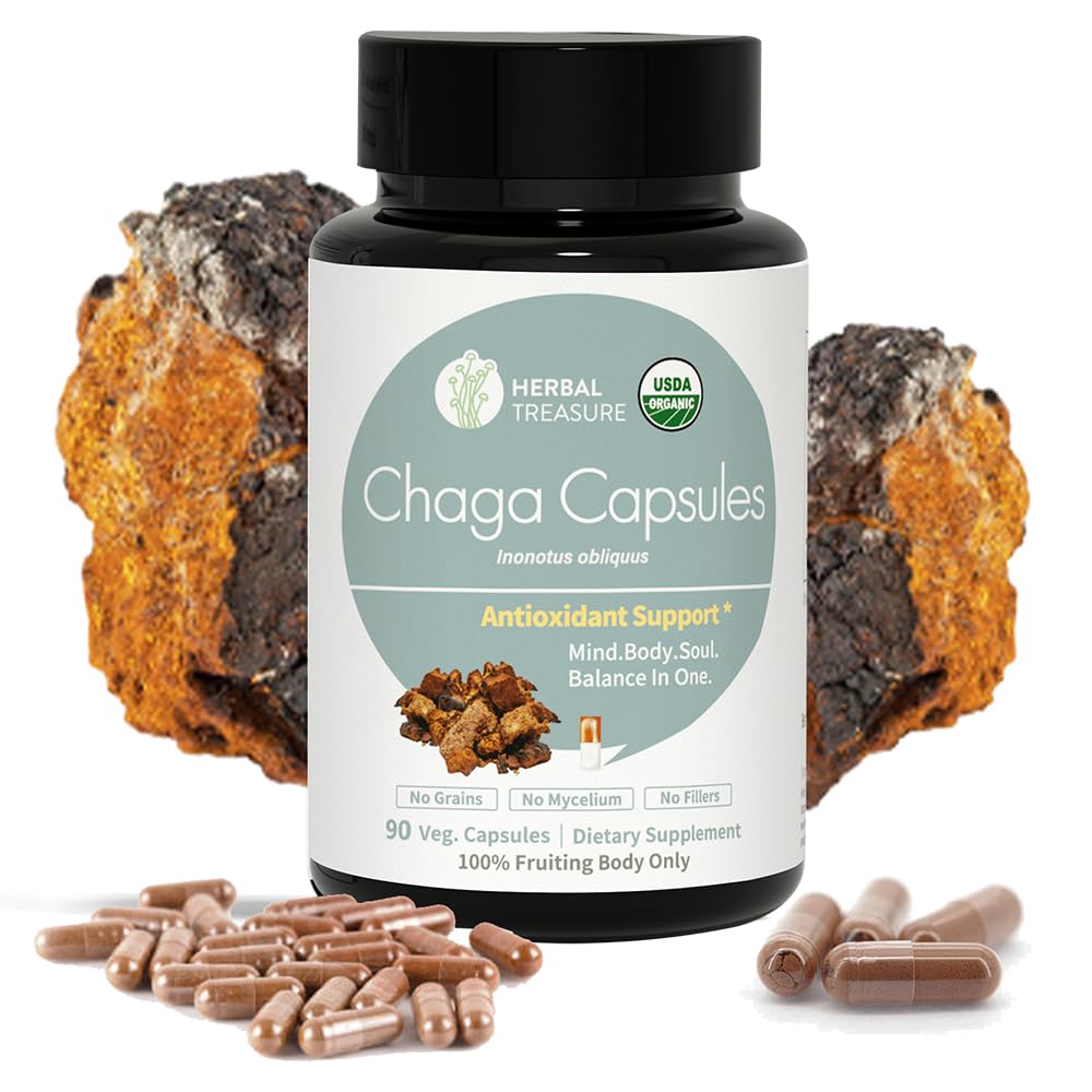 WL Herbal Treasure Chaga Mushrooms Powder Capsules 90 Count