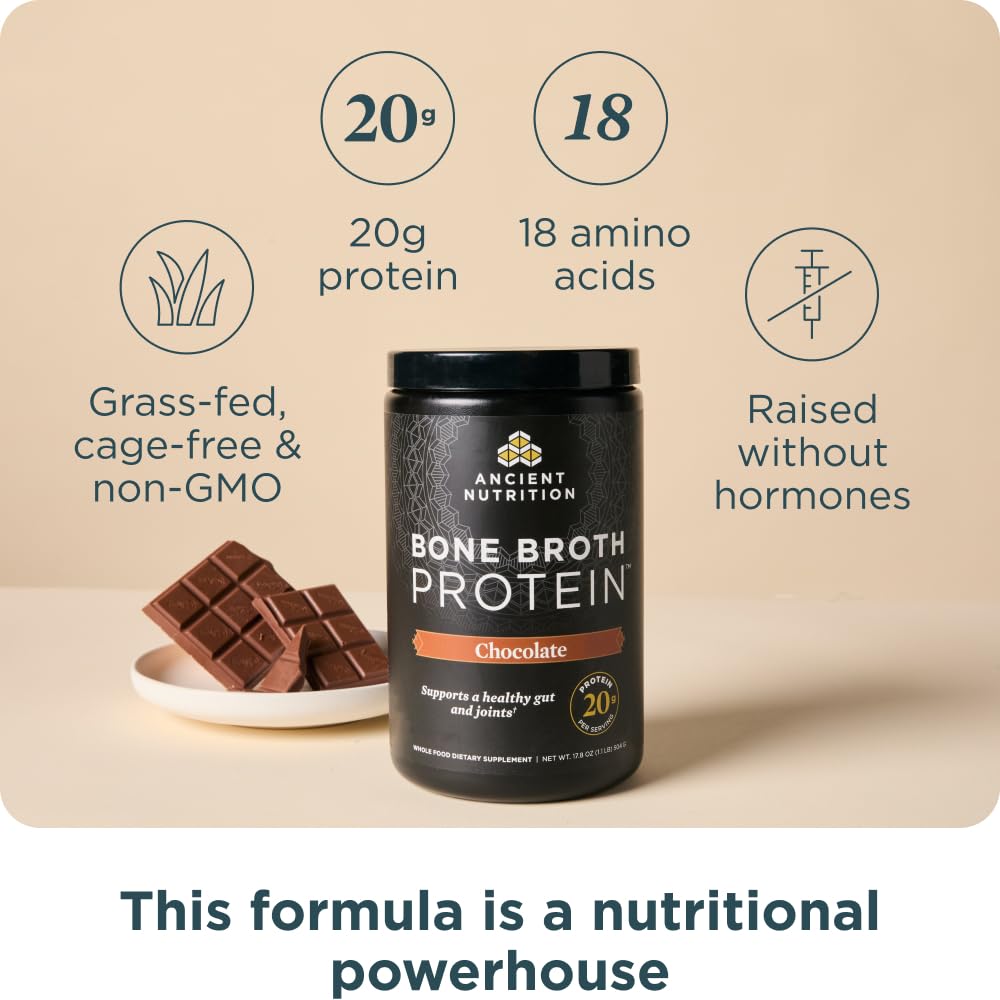 Ancient Nutrition Grass Fed Bone Broth Protein Powder 17.8
