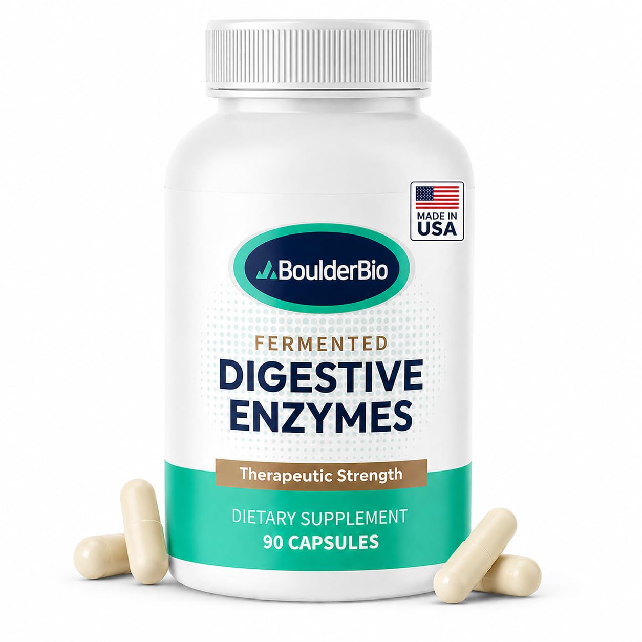 Boulder Bio Digestive Enzymes 40,000 USP Lipase Pancreatic Enzyme Replacement Formula Immediate-Release Capsules 90