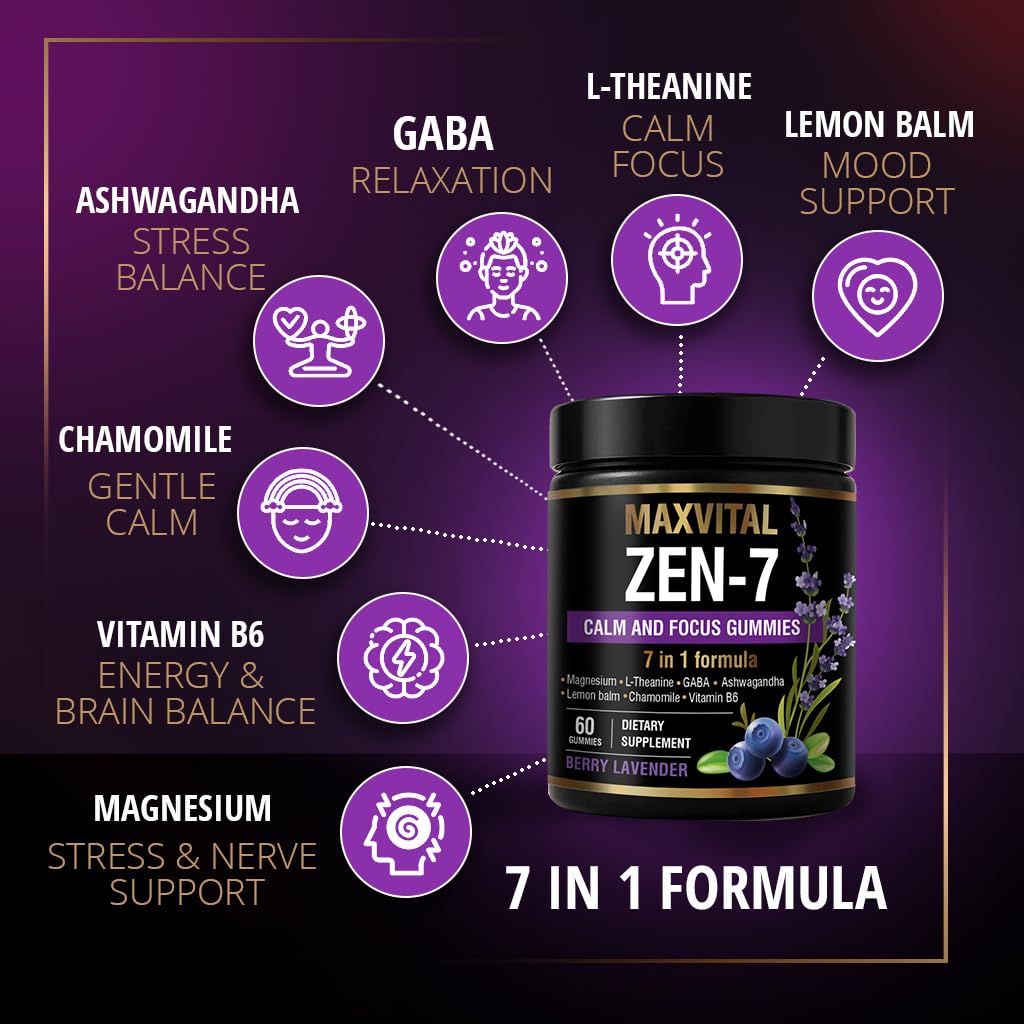 MAXVITAL Zen-7 Calm & Focus Gummies, 60 Count
