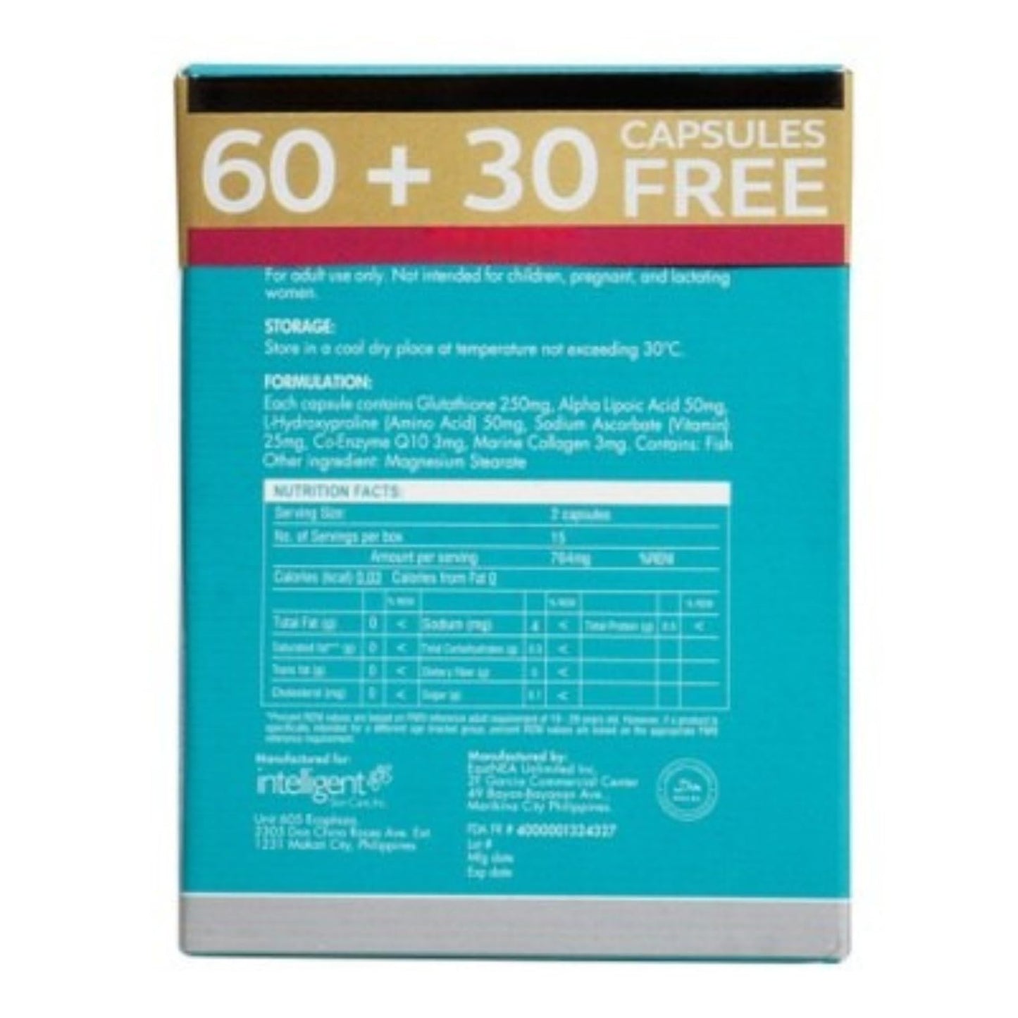 Belo Essentials Glutathione Collagen Advanced Skin Support Beauty Capsule Supplement 30 Capsules