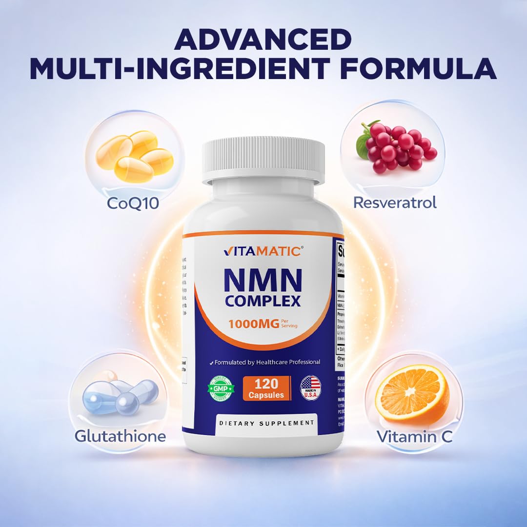 Vitamatic NMN Complex 1000 mg Per Serving Capsule, 120 Capsules