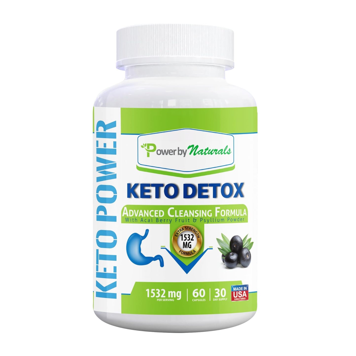 Power By Naturals Keto Support Herbal & Botanical Blend for Digestive Balance & Energy 60 Capsules