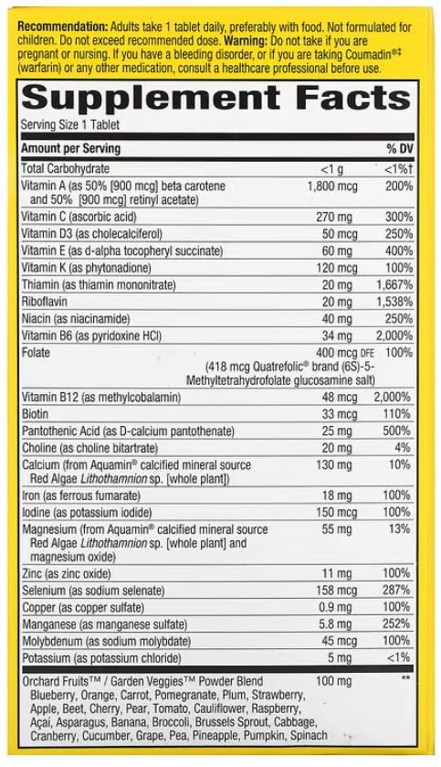 Nature's Way Once Daily Ultra Potency Multivitamin Tablets, 60 Count