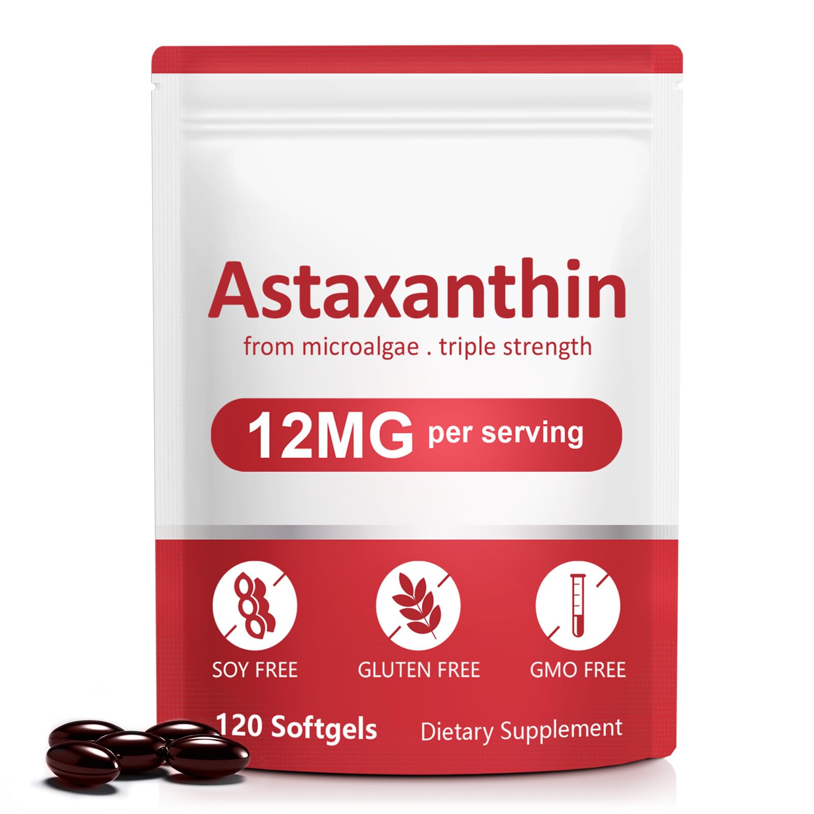 Buyourtaste Astaxanthin 12mg Softgel, 120 Count