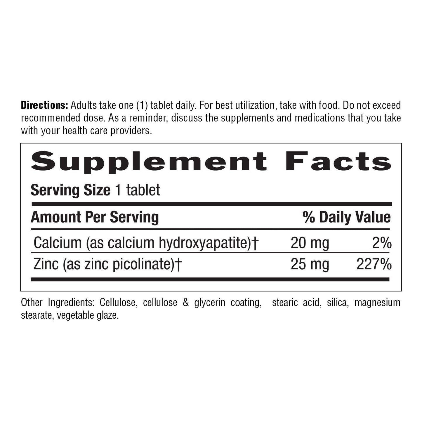 Country Life Zinc Picolinate 25 mg Tablets, 100 Count