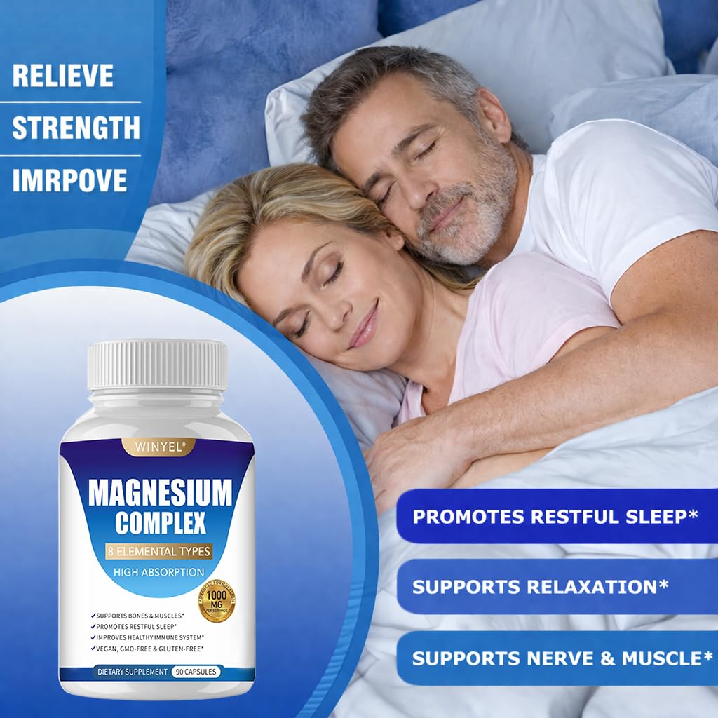 WINYEL Magnesium Complex Supplement 8 Elemental 1000mg Capsule 90 Count