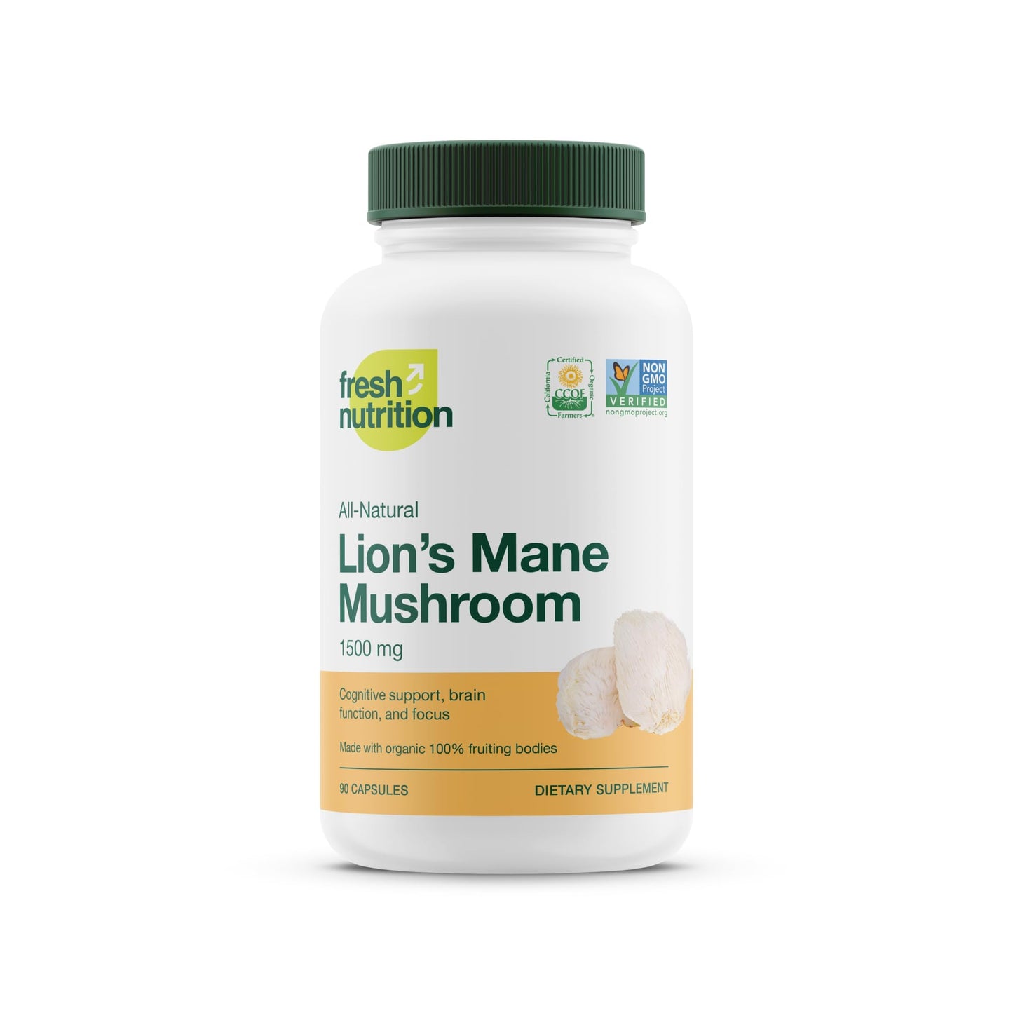 Fresh Nutrition Lions Mane Mushroom Capsules 90 Count