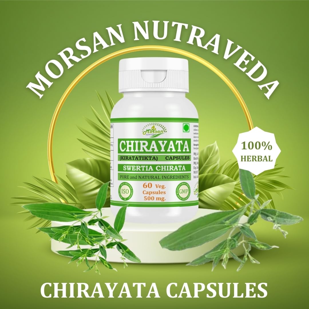 Morsan Nutraveda Chirayata (Swertia Chirata) Capsules, 60 Veggie Capsules
