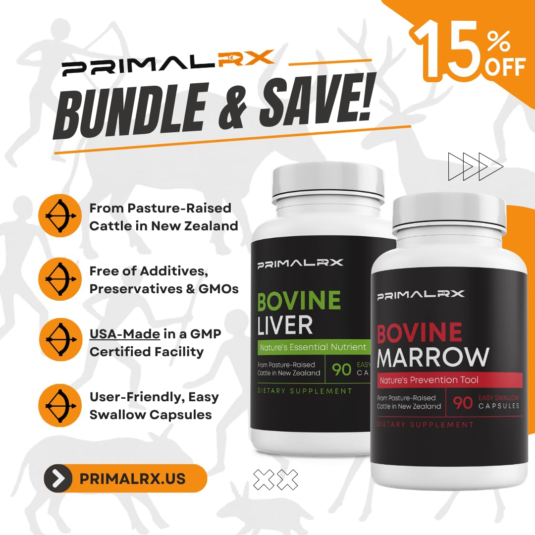 PRIMALRX Beef Liver & Beef Bone Marrow Supplement Bundle Capsules, 1 Count