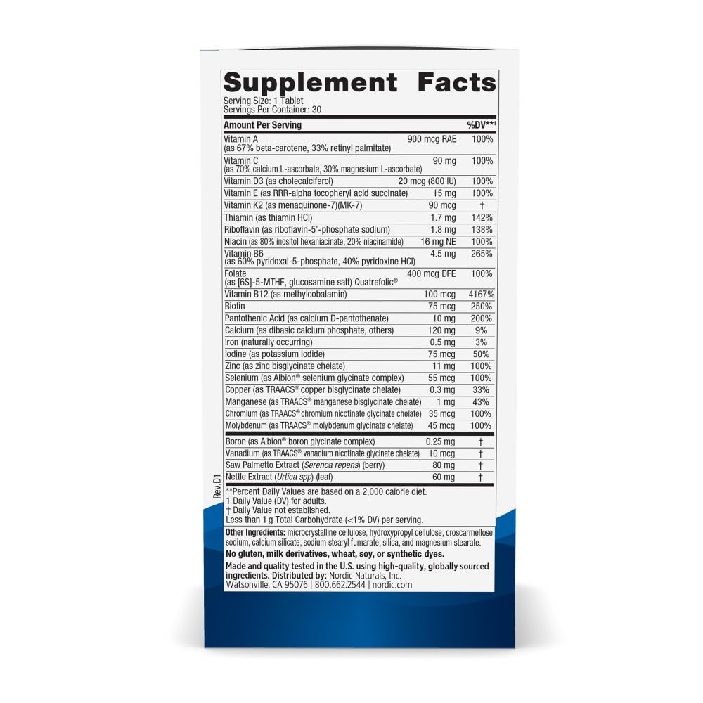 Nordic Naturals Men’s Multivitamin One Daily, 30 Tablets