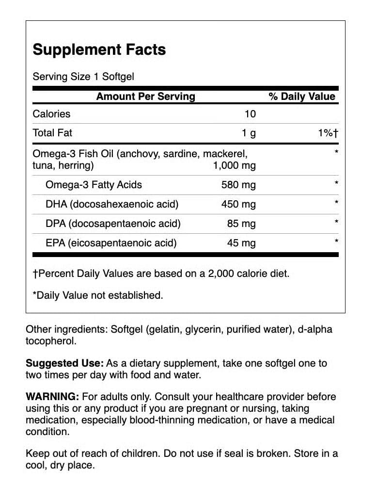 Swanson Super DPA Fish Oil Softgels 60 Count