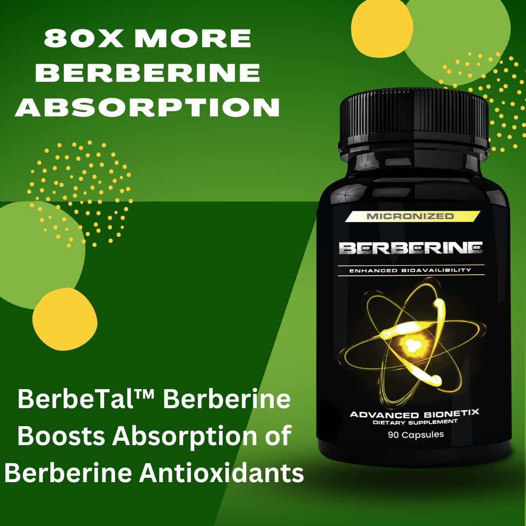 Advanced Bionetix Advanced Bioavailability Micronized Berberine Supplement Capsules, 180 Capsules