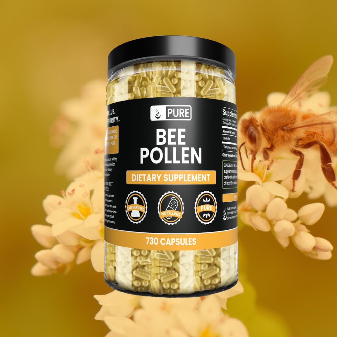 PURE ORIGINAL INGREDIENTS Bee Pollen Capsules 365