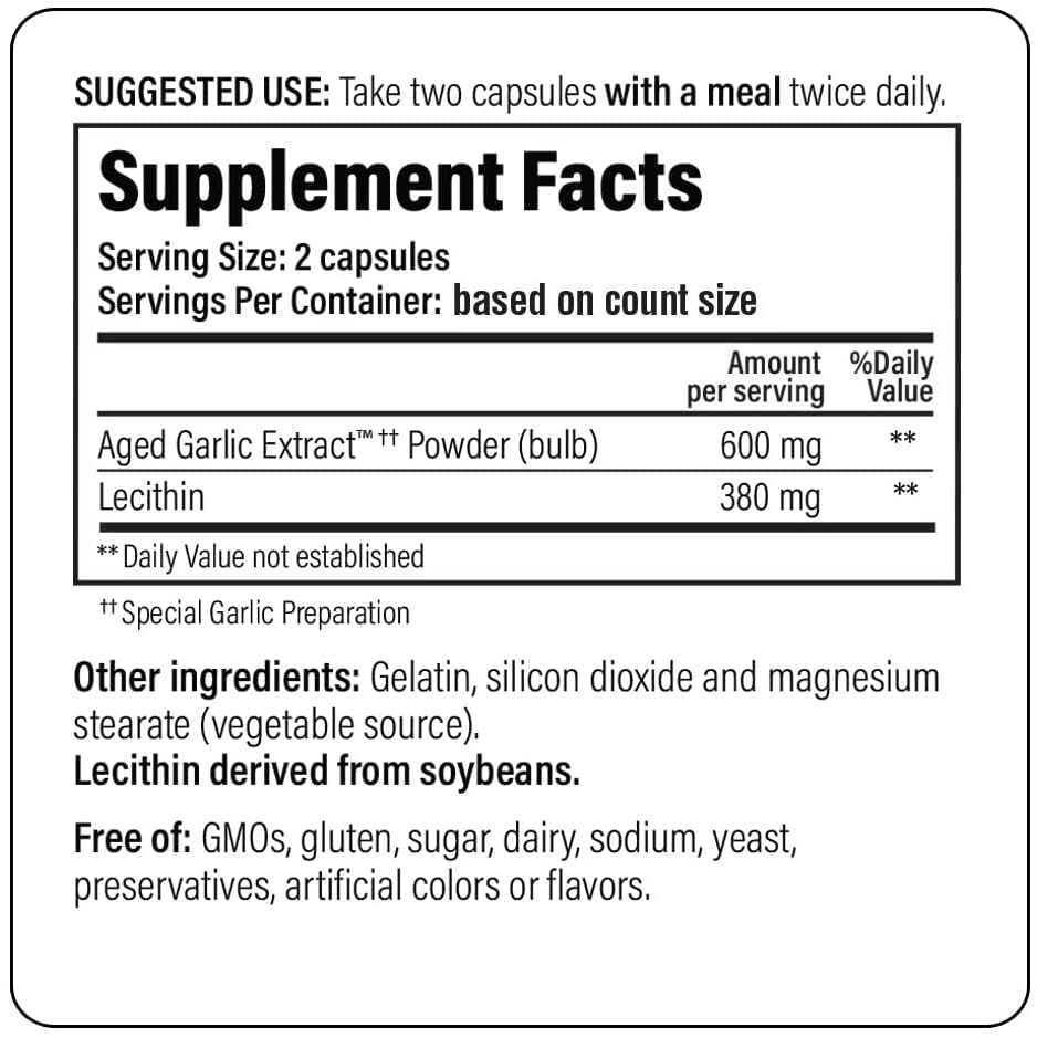 Kyolic #104 Garlic Extract With Lecithin Capsules, 600