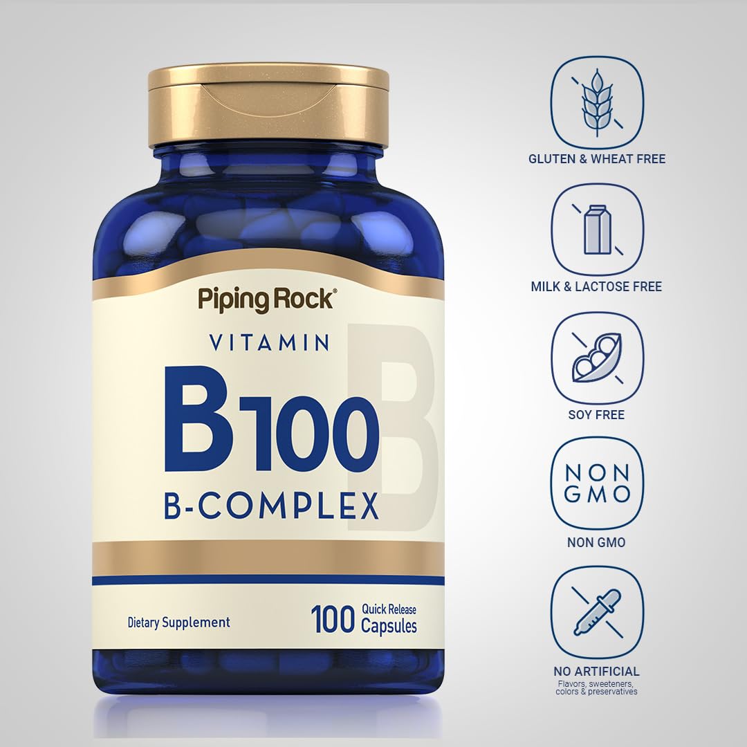 Piping Rock Vitamin B100 Complex Capsules, 100 Count