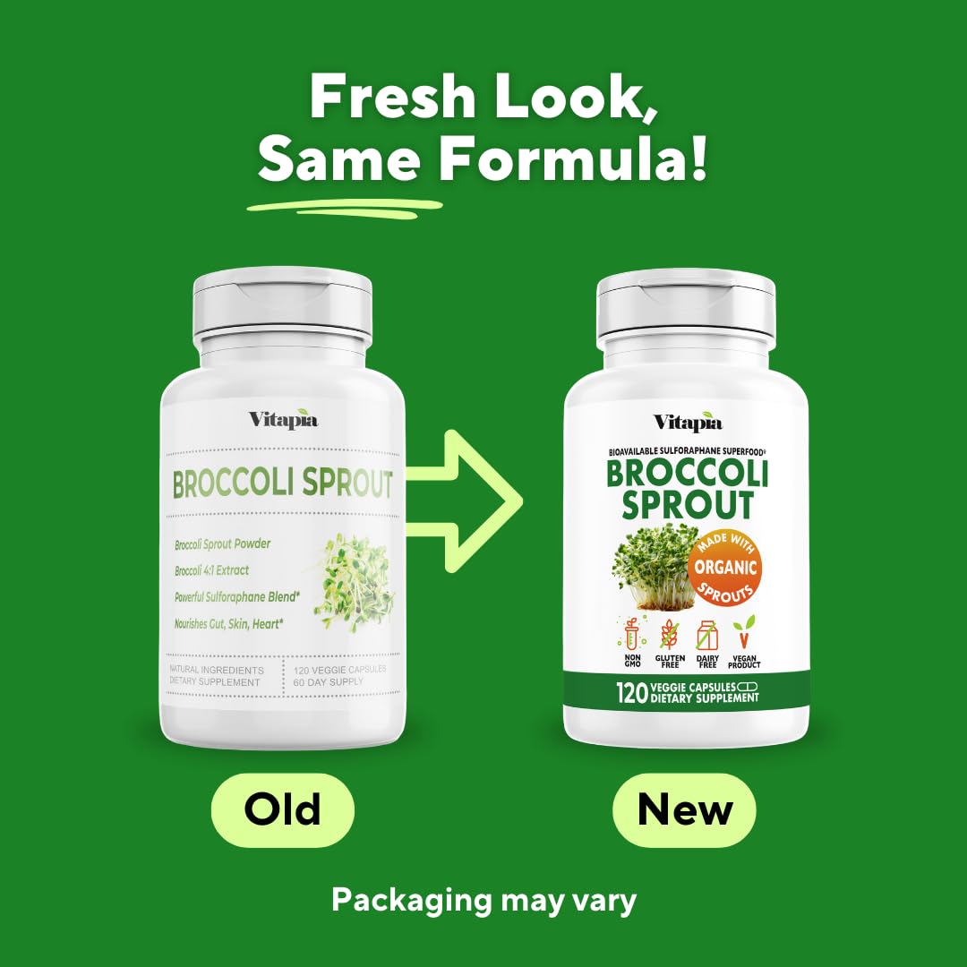 Vitapia Organic Broccoli Sprout & Broccoli Extract for Sulforaphane 120 Veggie Capsules