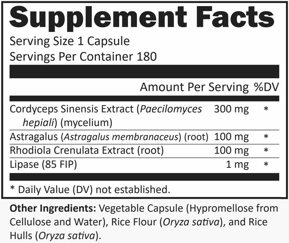 R-Garden Cordyceps Plus Capsules 180 Count