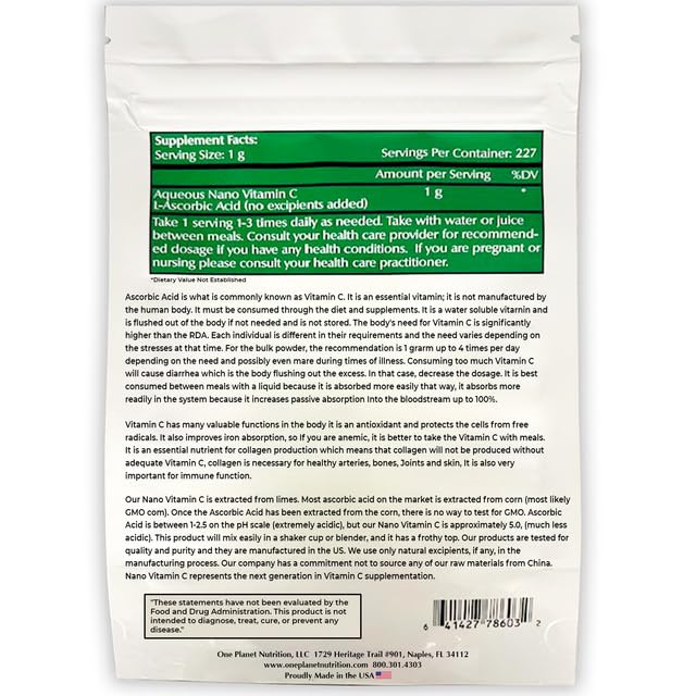 One Planet Nutrition Nano Vitamin C Powder 8.01 oz