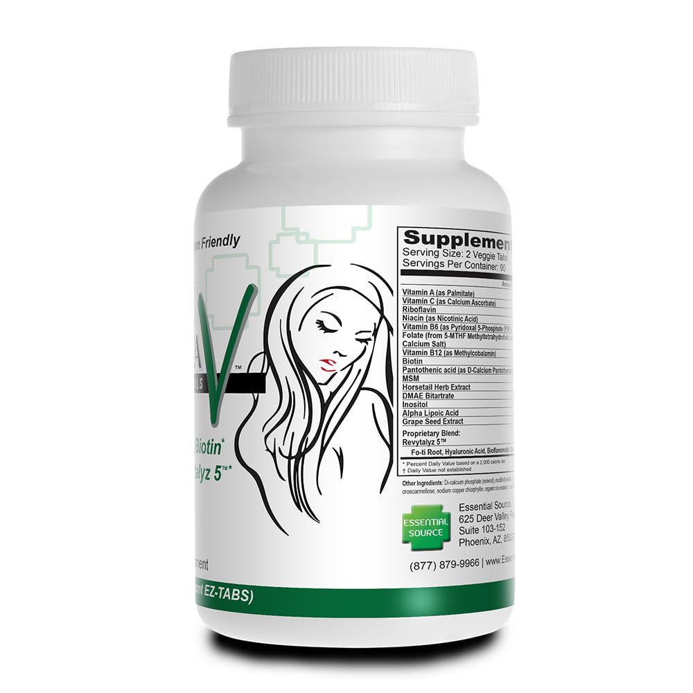 Essential Source Bonita V Vegan Hair, Nails and Skin Vitamins for Women Tablets 180 Count