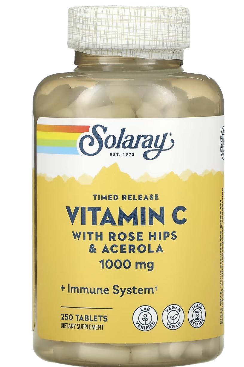 Solaray Timed Release Vitamin C with Rose Hips & Acerola, 1,000 mg, Capsule, 250