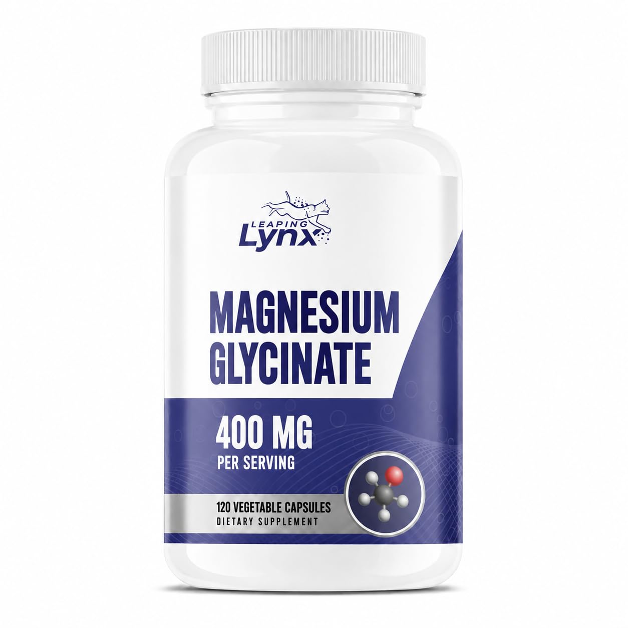 Leaping Lynx Magnesium Glycinate 400mg per Serving (60mg Elemental Magnesium), 90 Capsules