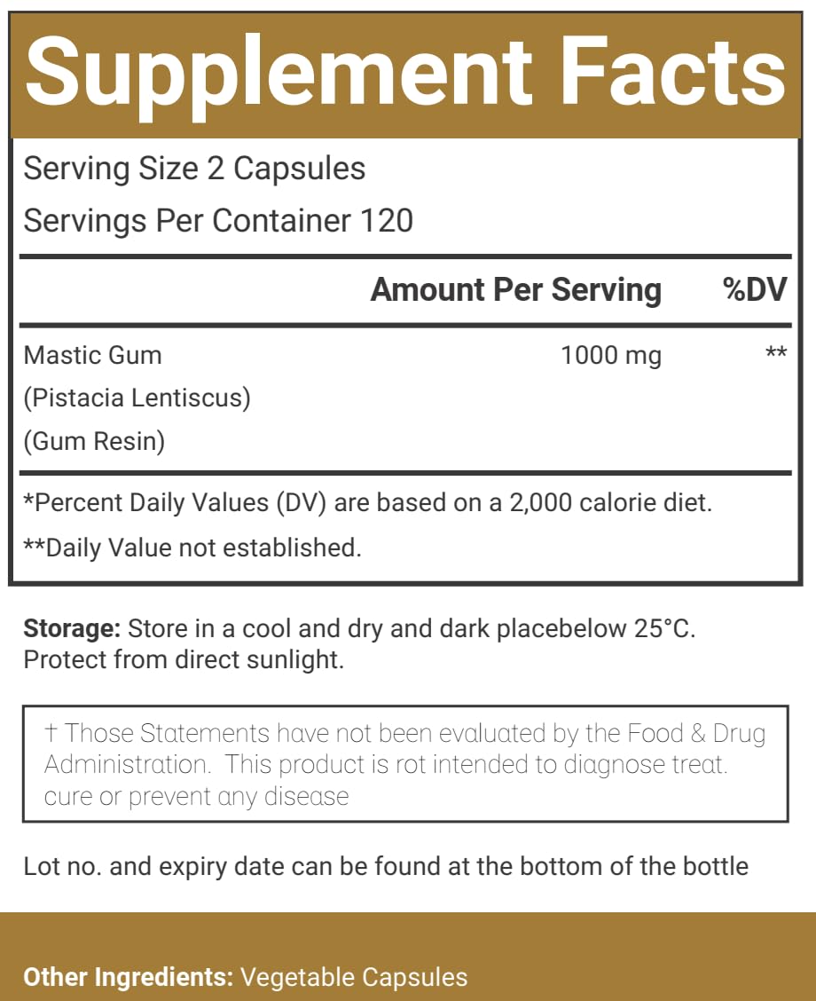VitaCosmoX Mastic Gum Capsule, 120 Count