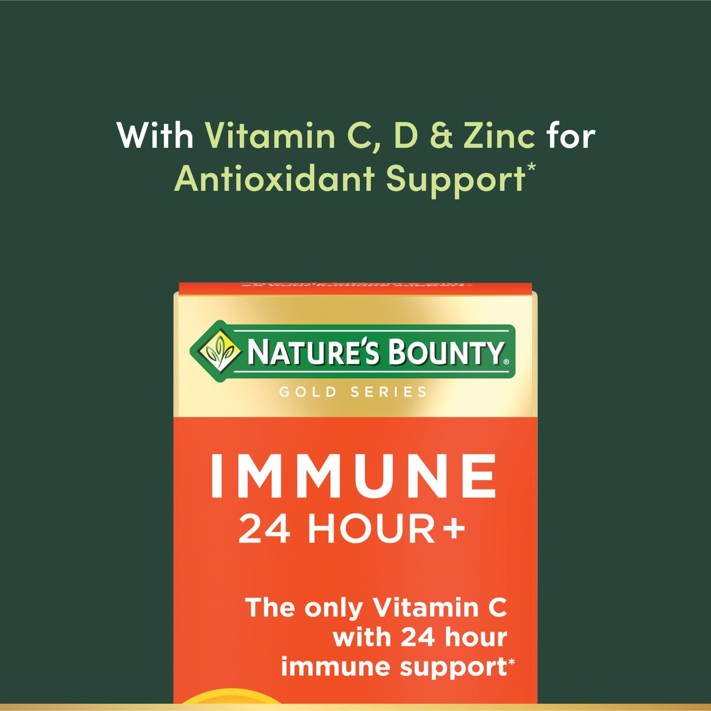 Nature's Bounty Immune 24 Hour + Ester-C Vitamin C 1000 mg with D & Zinc, Gluten Free, Rapid Release Softgels, 50 Count