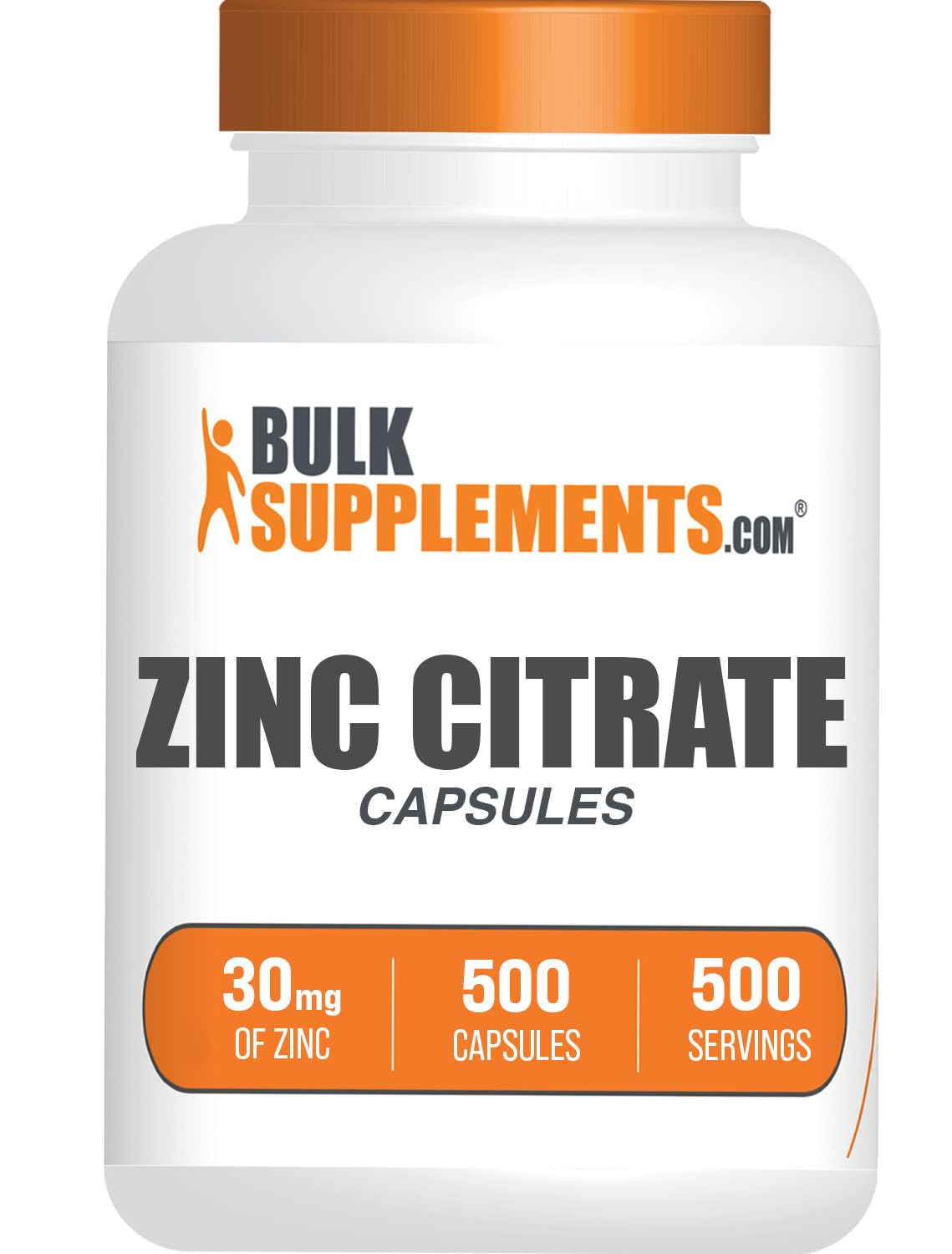 BulkSupplements Zinc Citrate Capsules, 500 Count