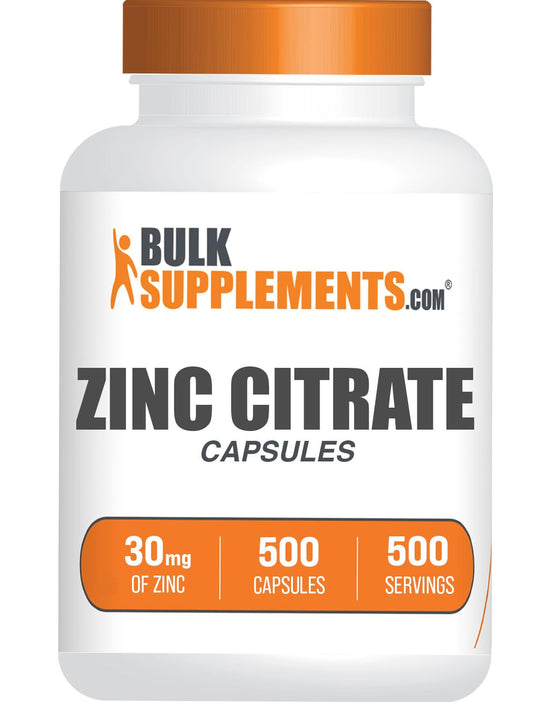 BulkSupplements Zinc Citrate Capsules, 500 Count