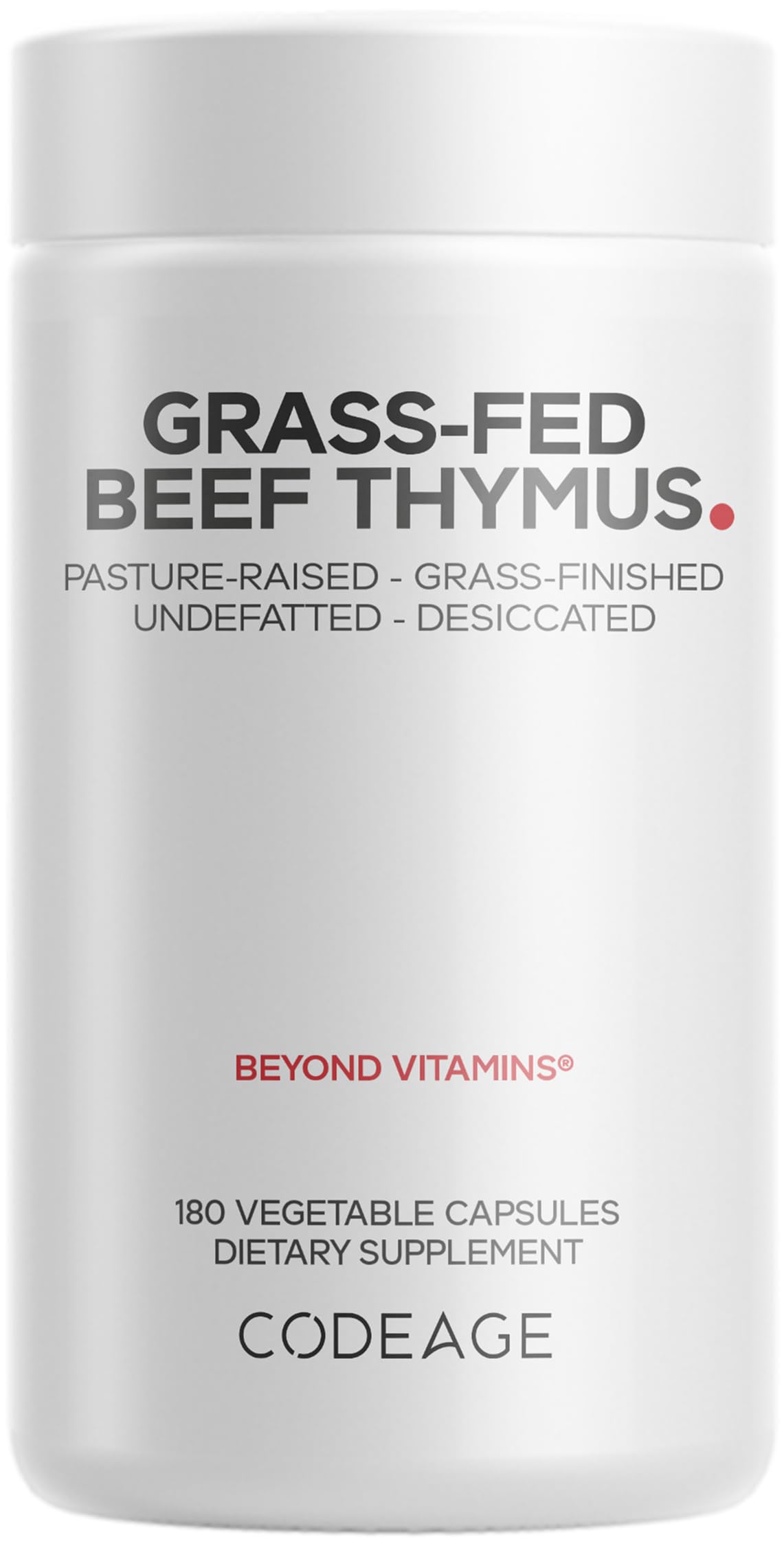Codeage Grass Fed Beef Thymus Supplement Capsules 180 Count