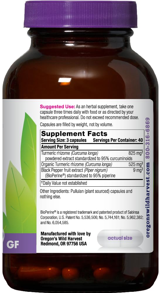 Oregon's Wild Harvest Turmeric 120 Vegan Capsules