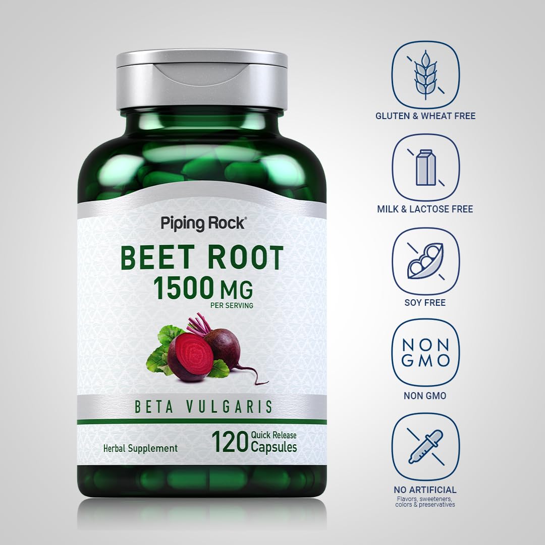 Piping Rock Beet Root Capsules 1500 mg, 120 Count
