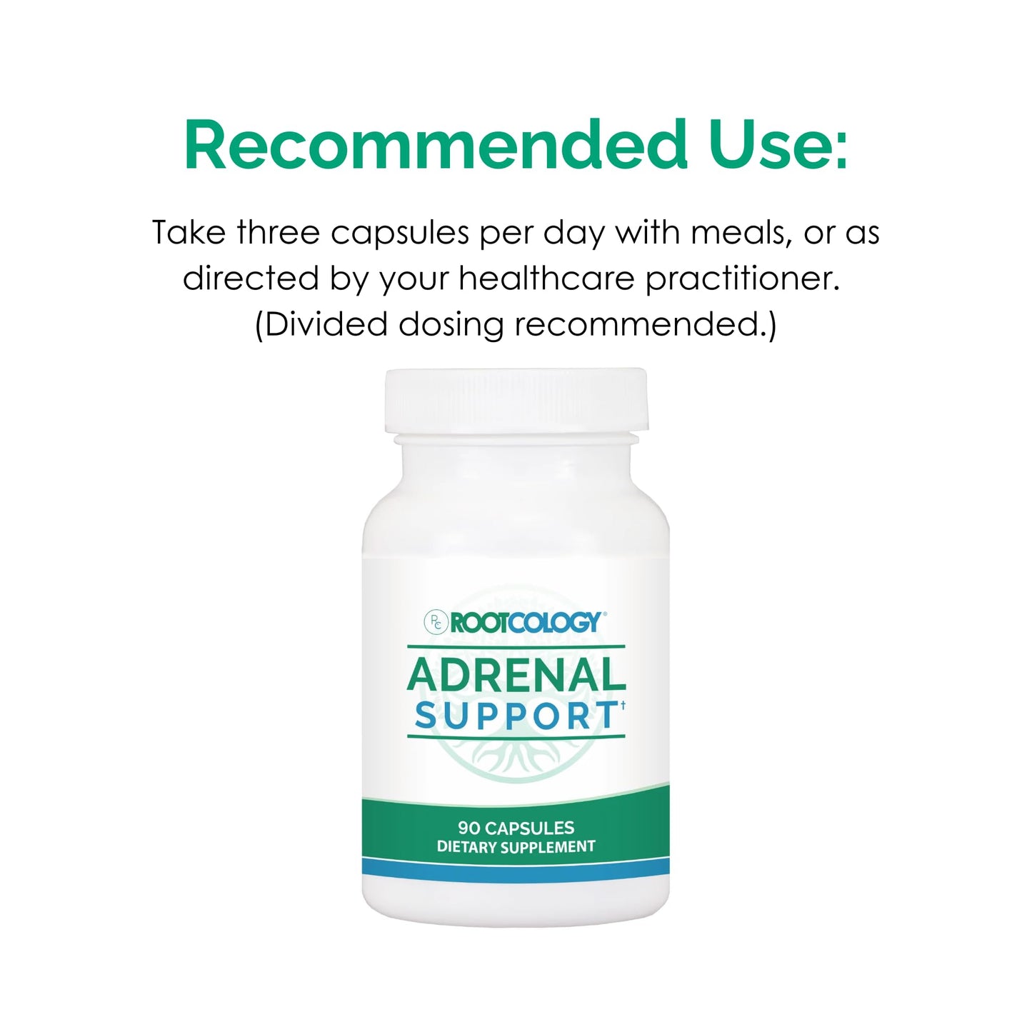 Rootcology Adrenal Support Adaptogenic Herbal Formula with Vitamin B6, Licorice & N-Acetyl-L-Tyrosine, 90 Capsules