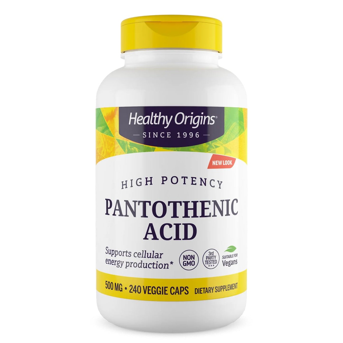 Healthy Origins Vitamin B5 Pantothenic Acid 500 mg Capsules, 240 Count
