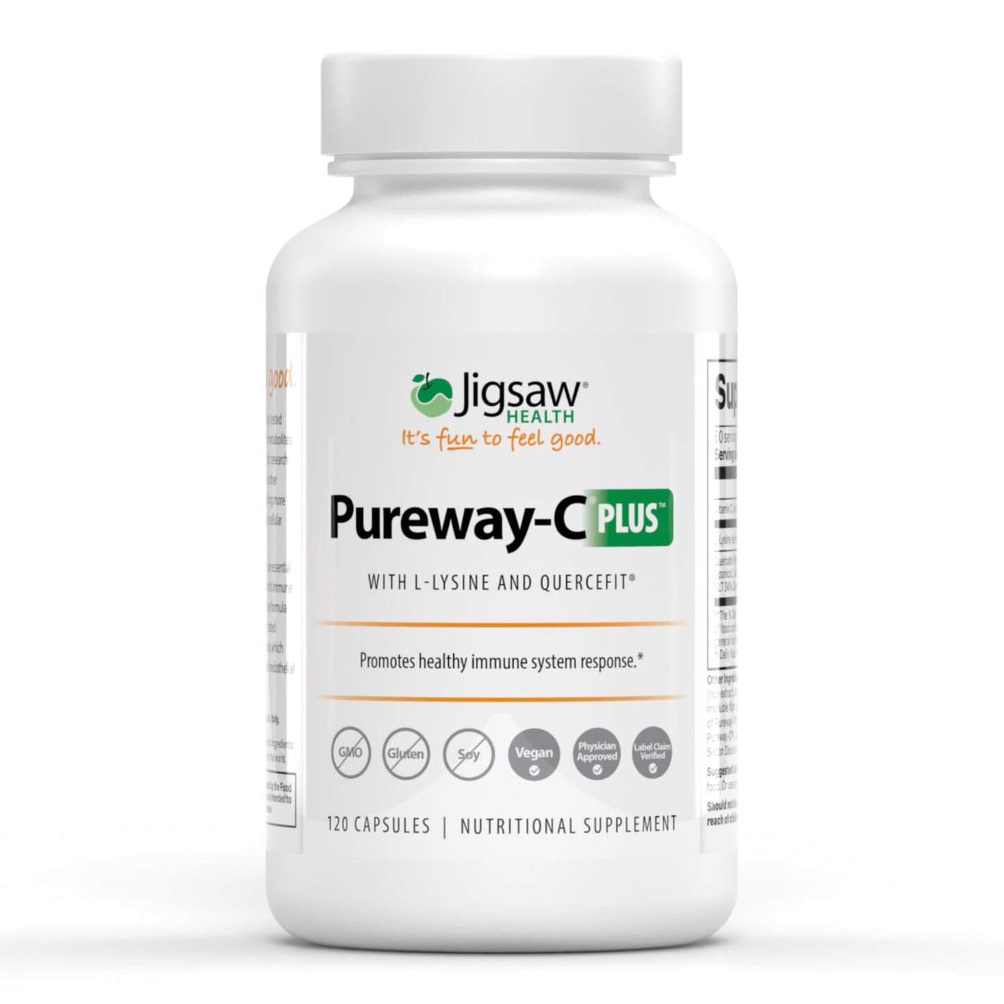 Jigsaw Health Pureway-C Plus Vitamin C with L-Lysine and Quercetin Capsules 120 Count