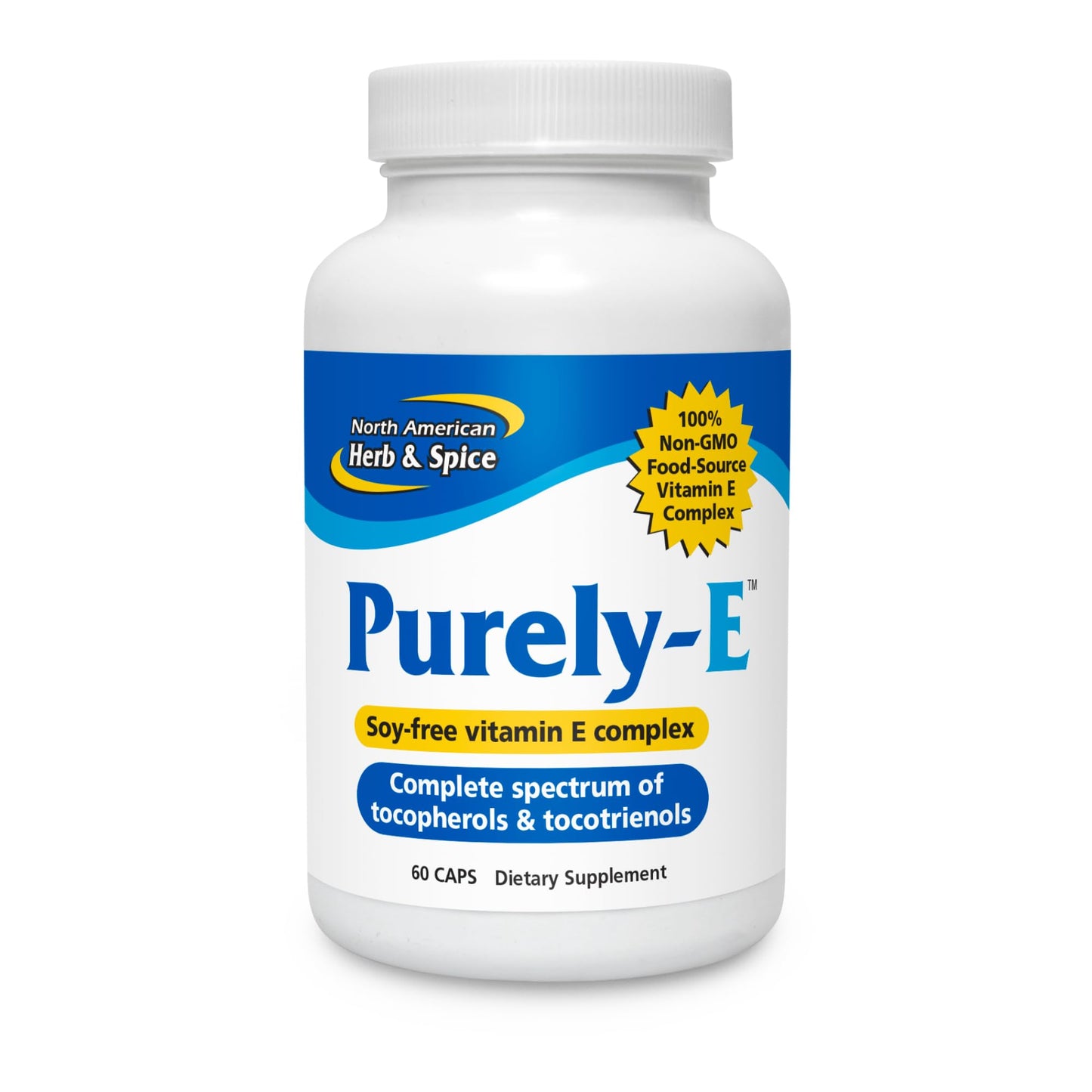 North American Herb & Spice Purely-E Vitamin E Complex Capsules, 60 Count