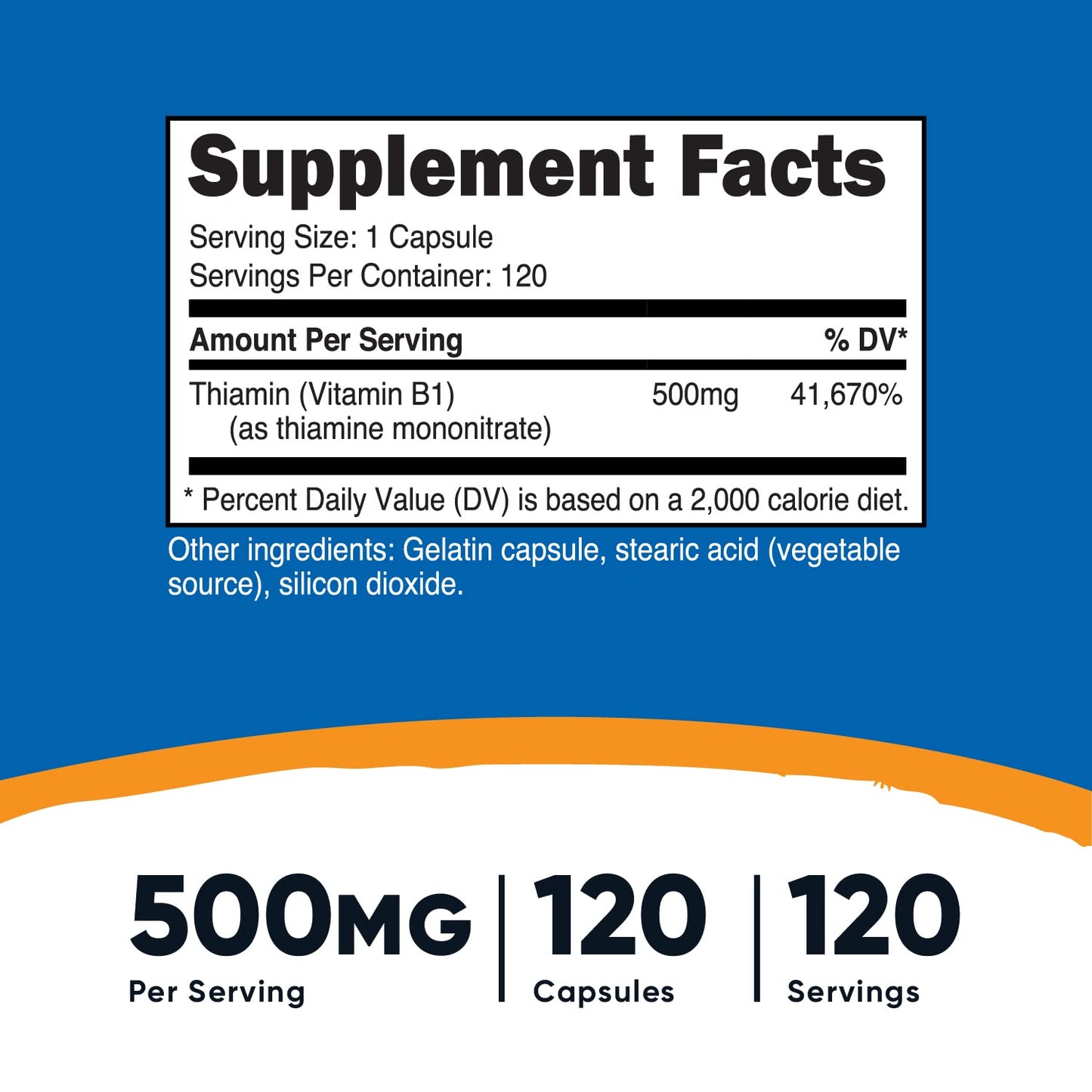 Nutricost Vitamin B1 (Thiamin) 500mg Capsule, 3 Bottles
