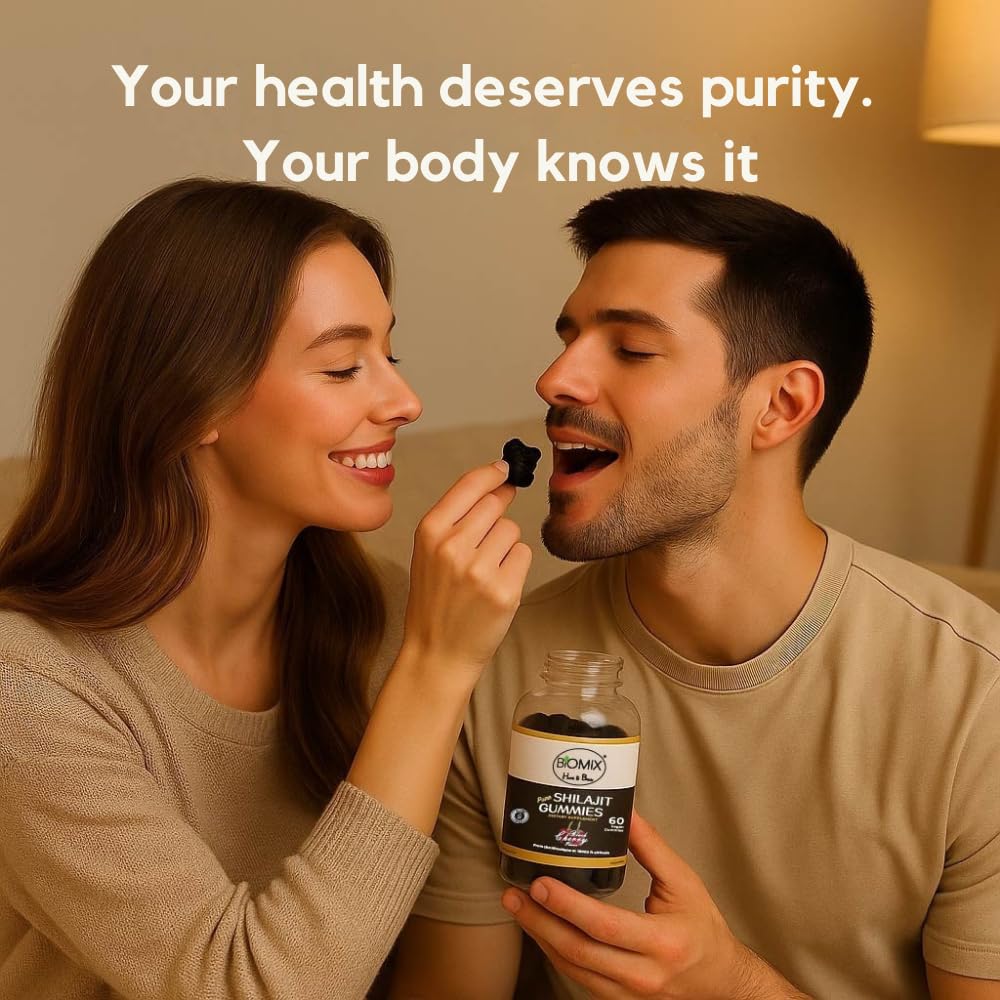 BIOMIX HEALTH & BEAUTY Premium Pure Himalayan Shilajit 500mg Real Shilajit Gummies, 60-count